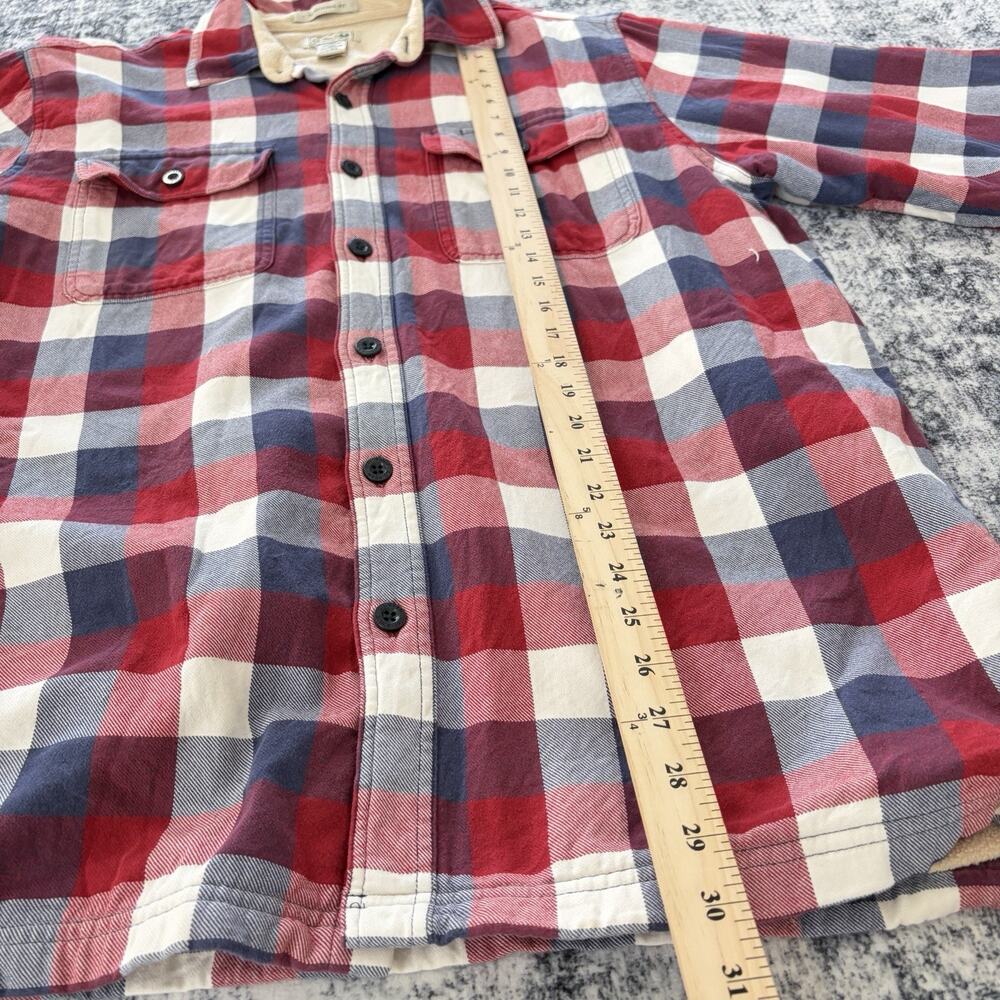 LL Bean Fleece Hoodie Jacket Hoodie Plaid Traditional Fit Red Blue Large Regular - Picture 2 of 10
